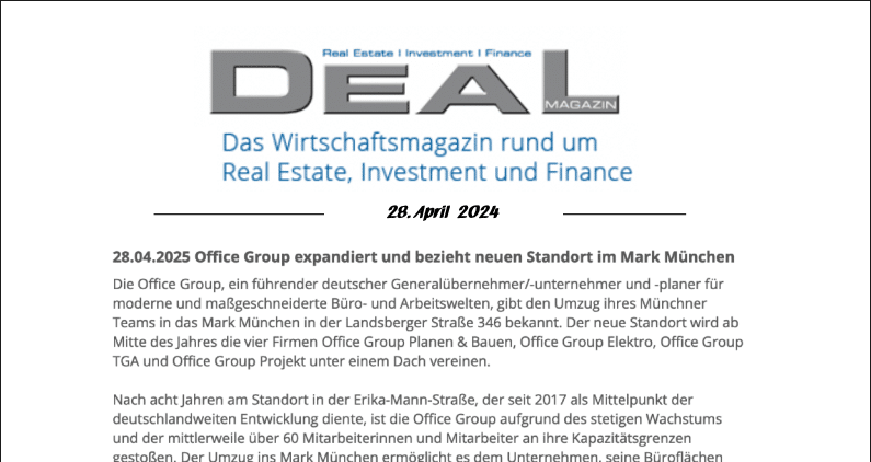 Neuer Standort im Mark München: Office Group expandiert