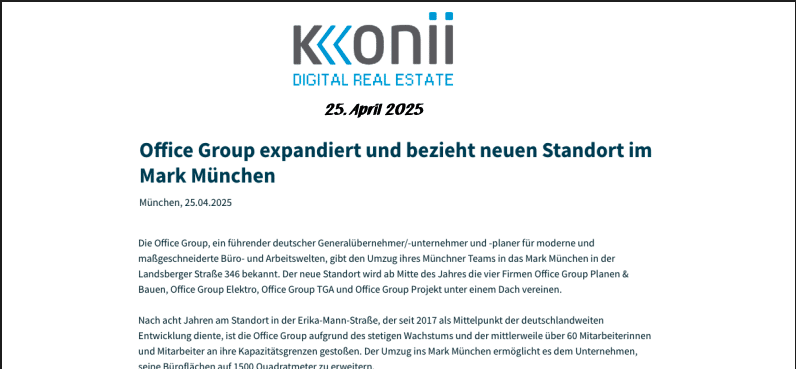 Office Group expandiert: Neuer Standort im Mark München