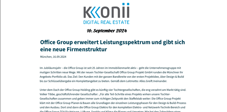 Neue Firmenstruktur bei der Office Group