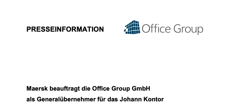Maersk beauftragt die Office Group GmbH als Generalübernehmer für das Johann Kontor